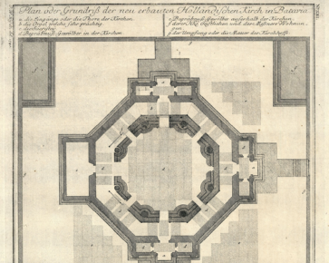 Denah Gereja Belanda Baru_Digambar oleh Johann Wolfgang Heydt (1740)_Sumber_ Koninklijke Bibliotheek via Atlas of Mutual Heritage (Diunduh 2023)